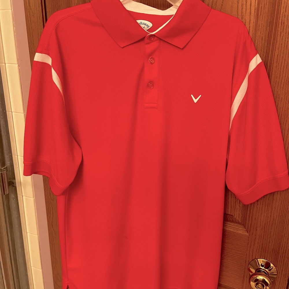 Callaway Golf Polo Salmon/Pink & White LIKE NEW size XL